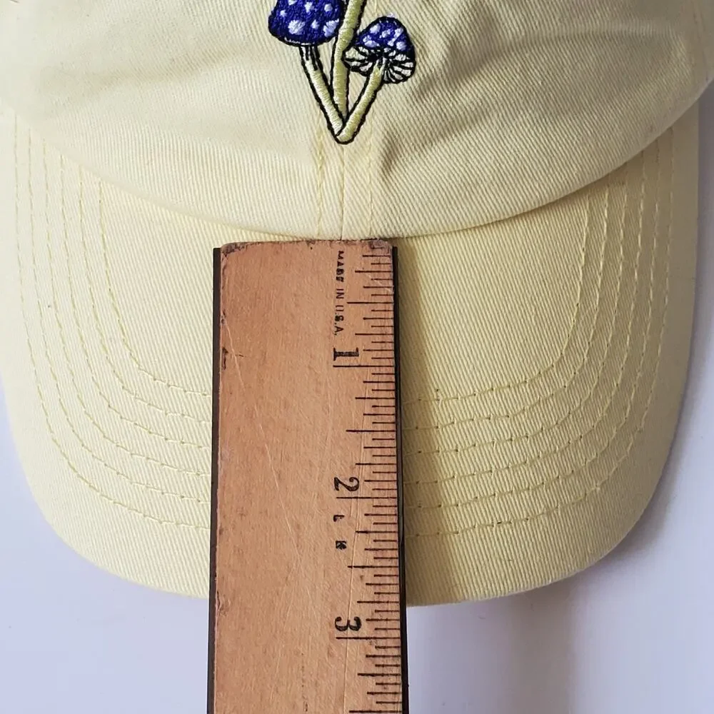 Huffer Embroidered‎ Shrooms Ace Cap Medium Yellow Hippie Summer Outdoor